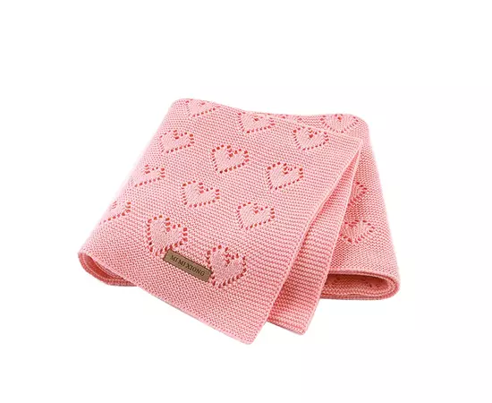 100x80cm Solid Color Hollow Heart Knit Baby Blanket Bedding Quilt Swaddle Wrap-Pink | Catch.com.au