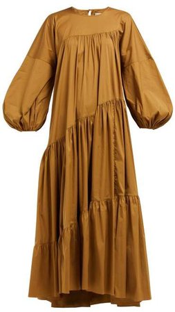 Mathews - Elsie Wave Cotton Blend Dress - Womens - Light Brown