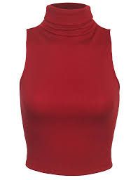 turtleneck sleeveless crop red ribbed - Google Search