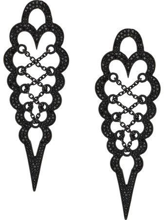 Colette 18Kt Black Gold Diamond Drop Stud Earrings | Farfetch.com