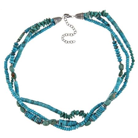 Shop Southwest Moon Sterling Silver 3-strand Turquoise Necklace - Overstock - 5958631