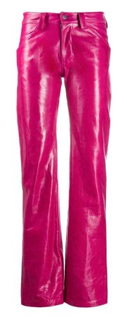 Straight Leg Leather Trousers by Mowalola