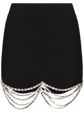 Shop black AREA crystal-embellished mini skirt with Express Delivery - Farfetch