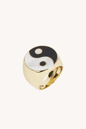 Yin Yang Ring | Adjustable Signet Ring | Rebecca Minkoff