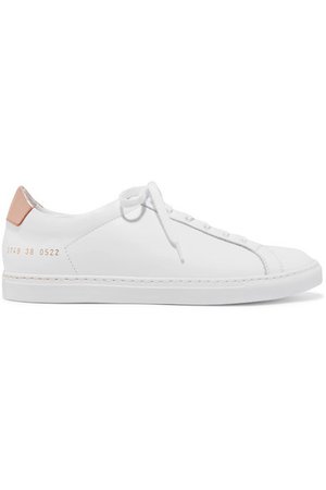 Common Projects | Retro metallic-paneled leather sneakers | NET-A-PORTER.COM