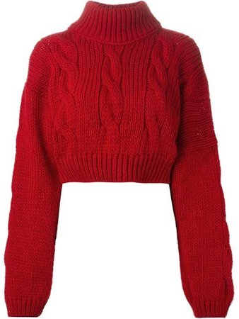 red cropped turtle neck