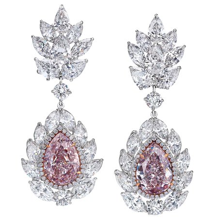 Nally Magnificent GIA Cert Natural Pink Diamond Platinum Earrings For Sale at 1stDibs