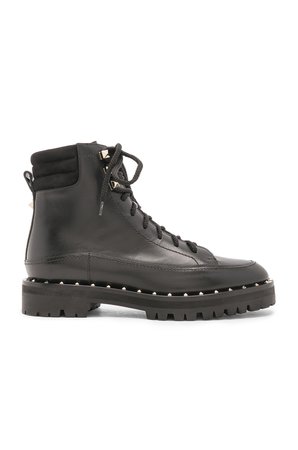 Valentino Leather Soul Rockstud Hiking Boots in Black | FWRD