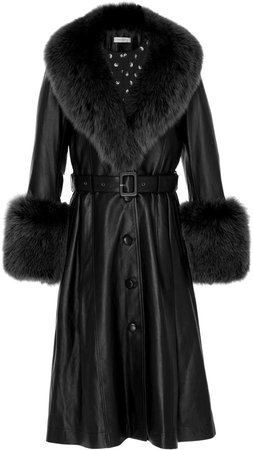 Foxy Fur-Trimmed Leather Coat