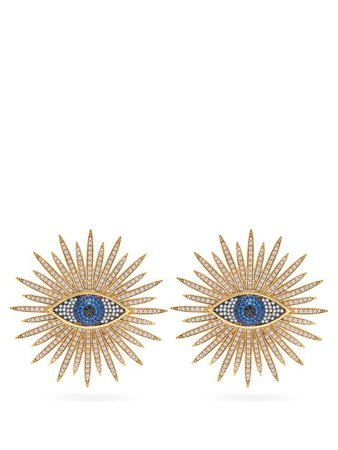 BEGUM KHAN Eye of the Sun gold vemeil & opal clip earrings
