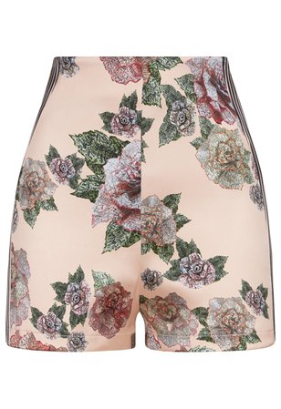 Maps In Bloom Floral Print Silk High-waist Shorts | La Perla