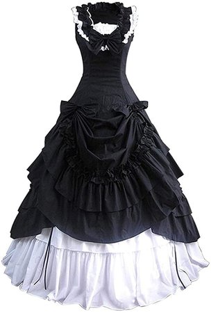 Amazon.com: CountryWomen Renaissance Gothic Dark Queen Dress Ball Gown Steampunk Vampire Halloween Costume (3XL, Blue and Black): Clothing
