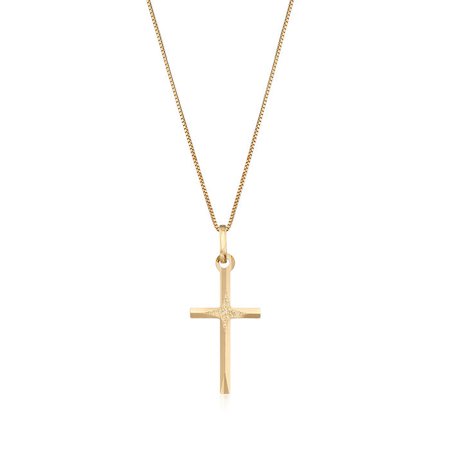 Yellow Gold Cross Pendant Necklace