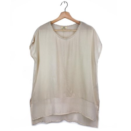 Just Jewelry Ivory Scalloped Neck Blouse