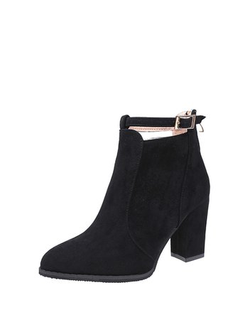 Pointed Toe Block Heeled Ankle Boots
