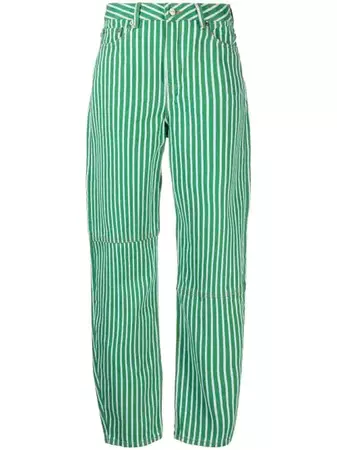 GANNI striped-print barrel-leg Trousers - Farfetch