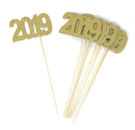Amazon.com: 8 pack of Double Sided Gold Glitter 2019 Centerpiece Sticks in Various Colors for DIY Graduation and New Years Decor (Gold): Gateway