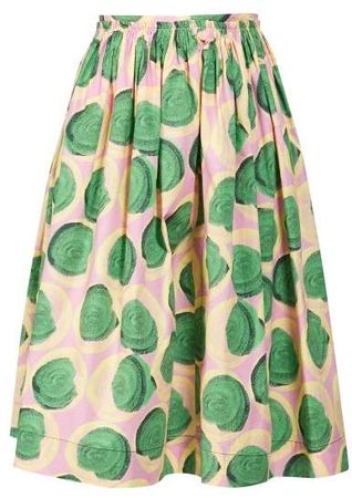Clematis Print Poplin Skirt - Womens - Pink Multi