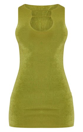 Olive Acetate Slinky Keyhole Strap Bodycon Dress | PrettyLittleThing USA