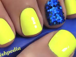 neon blue and yellow nails - Google Search