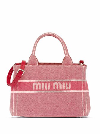 Miu Miu Jacquard Logo Denim Handbag - Farfetch