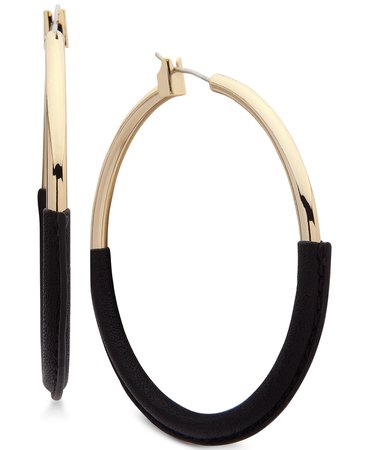 Lauren Ralph Lauren Large Leather-Wrapped Large Hoop Earrings 2-1/4" & Reviews - Earrings - Jewelry & Watches - Macy's