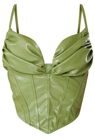 green faux leather corset top
