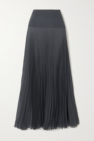 Charcoal Plissé-crepon maxi skirt | Chloé | NET-A-PORTER
