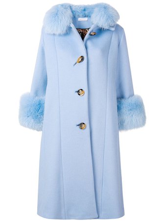 Saks Potts fur trim oversized coat LIGHT BLUE - Al Duca D’Aosta
