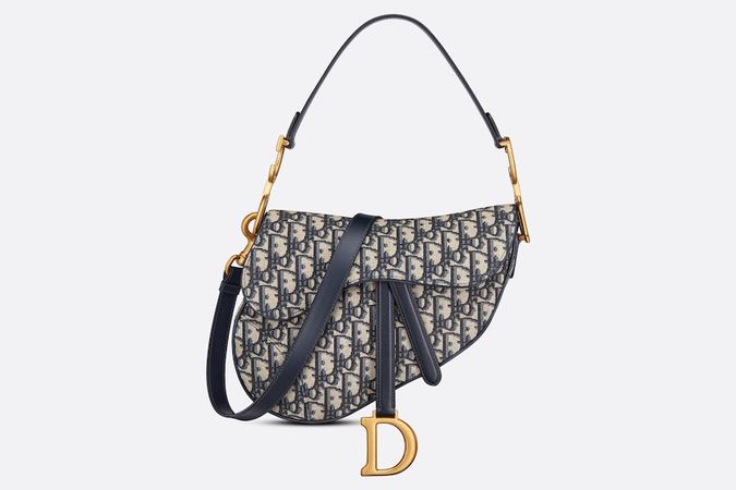 Saddle Bag with Strap Blue Dior Oblique Jacquard | DIOR