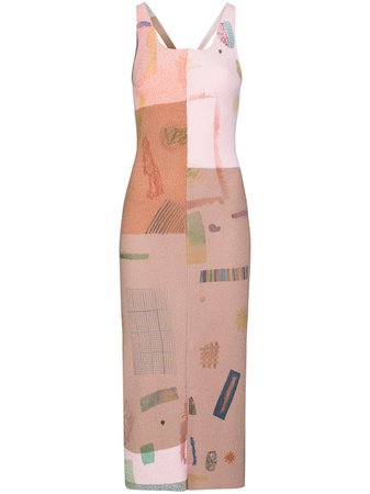 Shop pink Eckhaus Latta Filati knit dress with Express Delivery - Farfetch