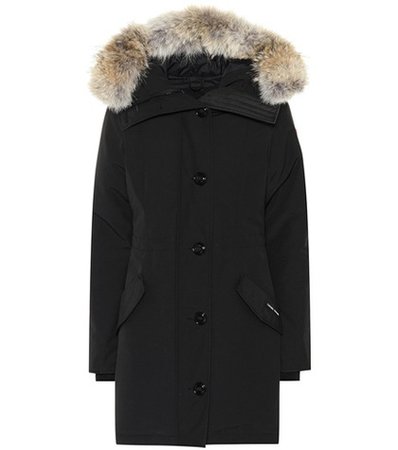 Fur-trimmed hooded coat