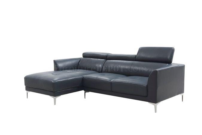 Slate Sectional Sofa in Blue Leather by Beverly Hills