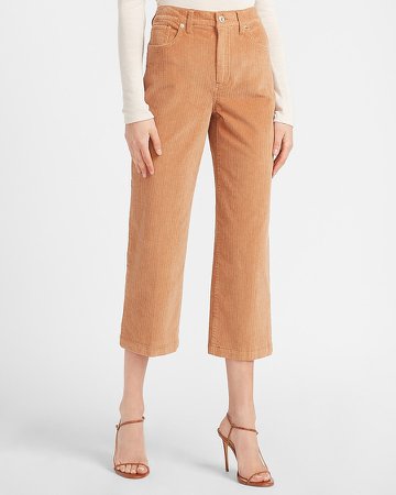 Super High Waisted Corduroy Cropped Wide Leg Pant