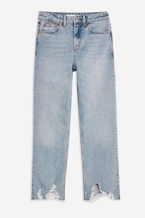 Bleach Jagged Hem Straight Jeans | Topshop