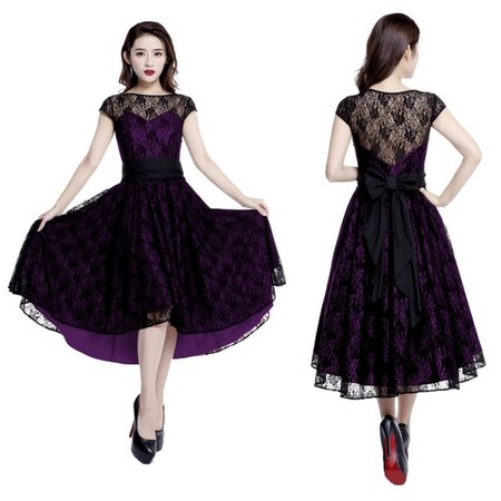 Dresses | Pin Up Lace Overlay High Low Now Purple | Poshmark