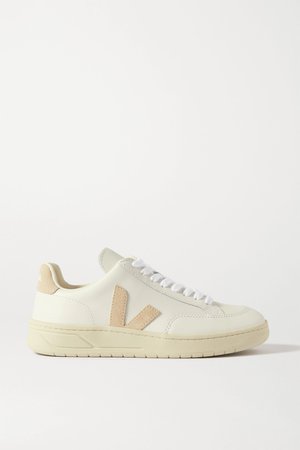 White + NET SUSTAIN V-12 suede-trimmed leather sneakers | Veja | NET-A-PORTER