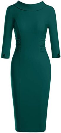 Amazon.com: MUXXN Women's Rockabilly 70s Pleated Waist Tunic Knee Length Cocktail Dress (Dark Green S): Clothing