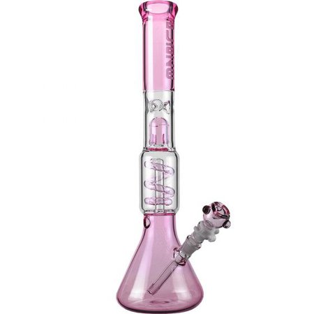 Blaze Glass - Premium Spiral Perc Beaker Base Ice Bong - Pink | Grasscity.com
