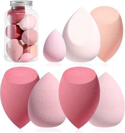 Amazon.com : Makeup Sponge Set BS-MALL Blender Sponges 7 Pcs for Liquid, Cream, and Powder, Multi-colored with 1 Mini Makeup Sponge Pink (A-Pink) : Beauty & Personal Care