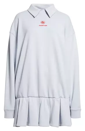 Shushu/Tong Loose Fit Logo Embroidered Ruffle Hem Sweatshirt Dress | Nordstrom