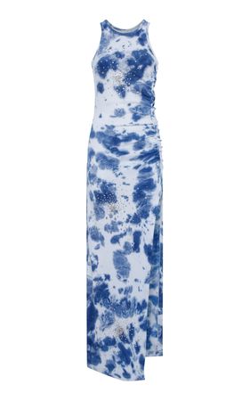 Exclusive Crystal-Embellished Tie-Dyed Cotton Midi Dress By Des Phemmes | Moda Operandi