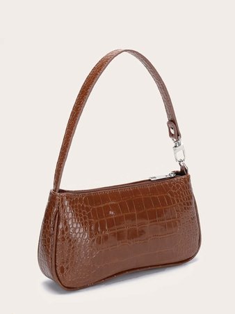 Crocodile Pattern Baguette Bag | SHEIN USA