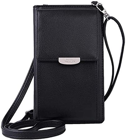 HMILYDYK Women Wallet Cross-body Bag Leather Purse Coin Cell Phone Mini Pouch Card Holder Shoulder Wallet Bag, Black, : Amazon.co.uk: Shoes & Bags