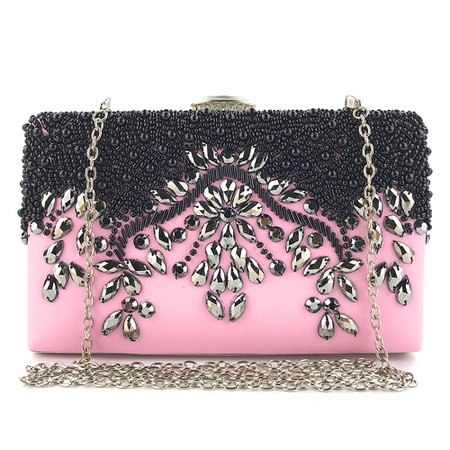 Single Shoulder Pink Color Black Beading Decorating LUXURY Evening Clutch Bag Hot Selling Lady Wedding Purse Bags Bolsa De Festa|Top-Handle Bags| - AliExpress