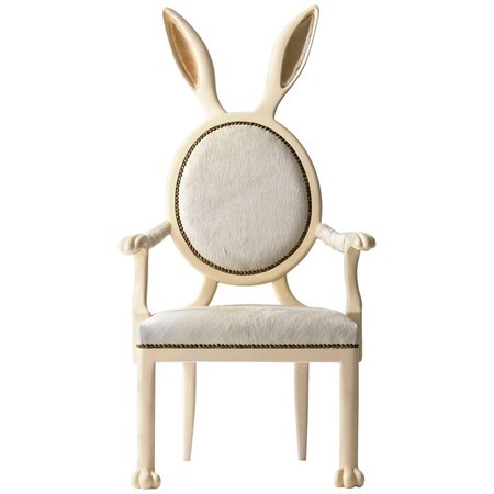 21st Century Hybrid No 2 Armchair with Bunny Ears and White Leather For Sale at 1stdibs