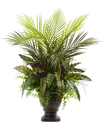 Nearly Natural 27" Mixed Areca Palm, Fern & Peacock Artificial Plants in Planter