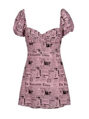 pink newspaper dress png