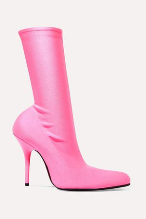 Round Neon Spandex Sock Boots - Pink