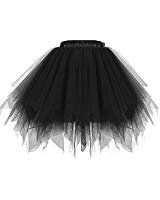 Dresstore Women's Short Vintage Petticoat Skirt Ballet Bubble Tutu Multi-colored Black Green L/XL at Amazon Women’s Clothing store